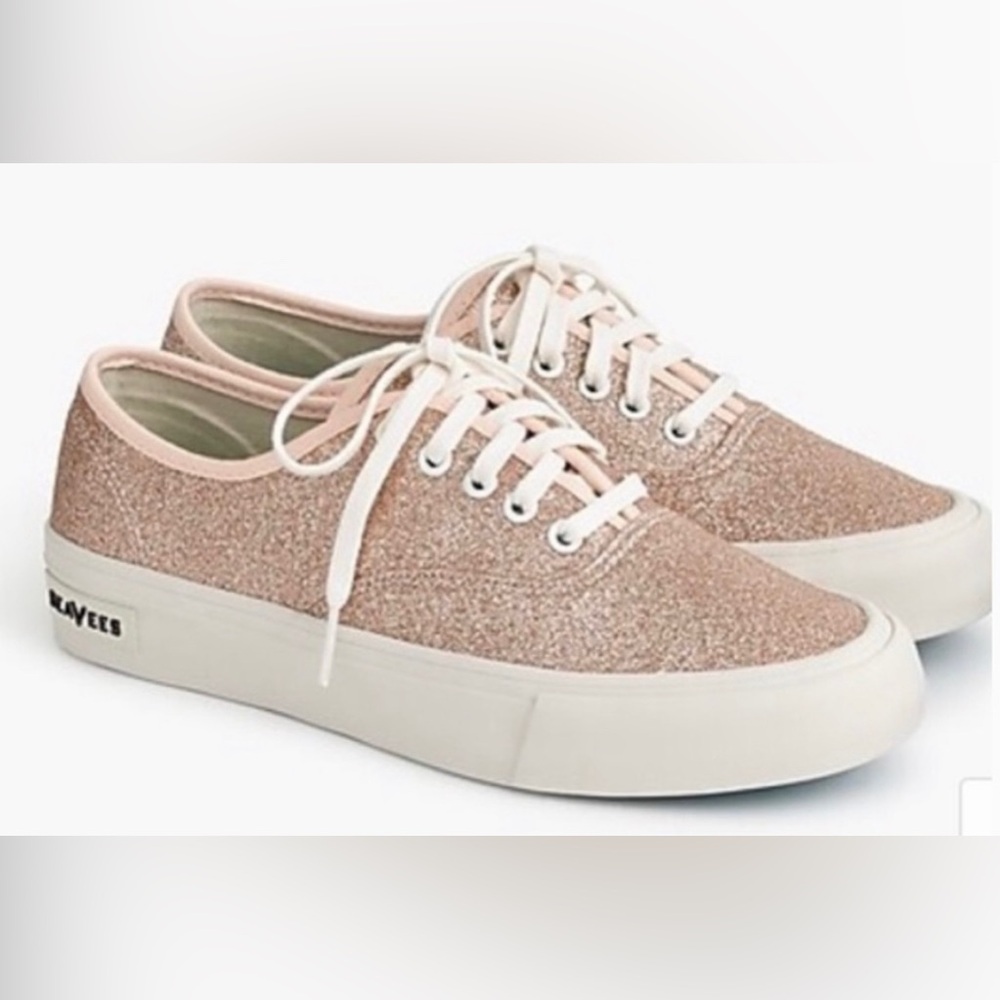 J. Crew x Seavees Legend Glitter Sneakers - Rose Gold (Size 9, NWOT)